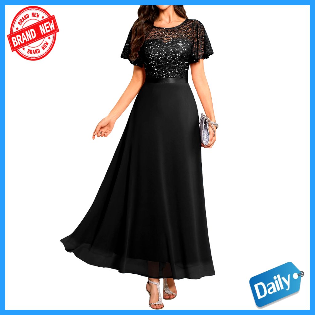 Long Sequin Lace Formal Dress Elegant Cocktail Evening Party Wear